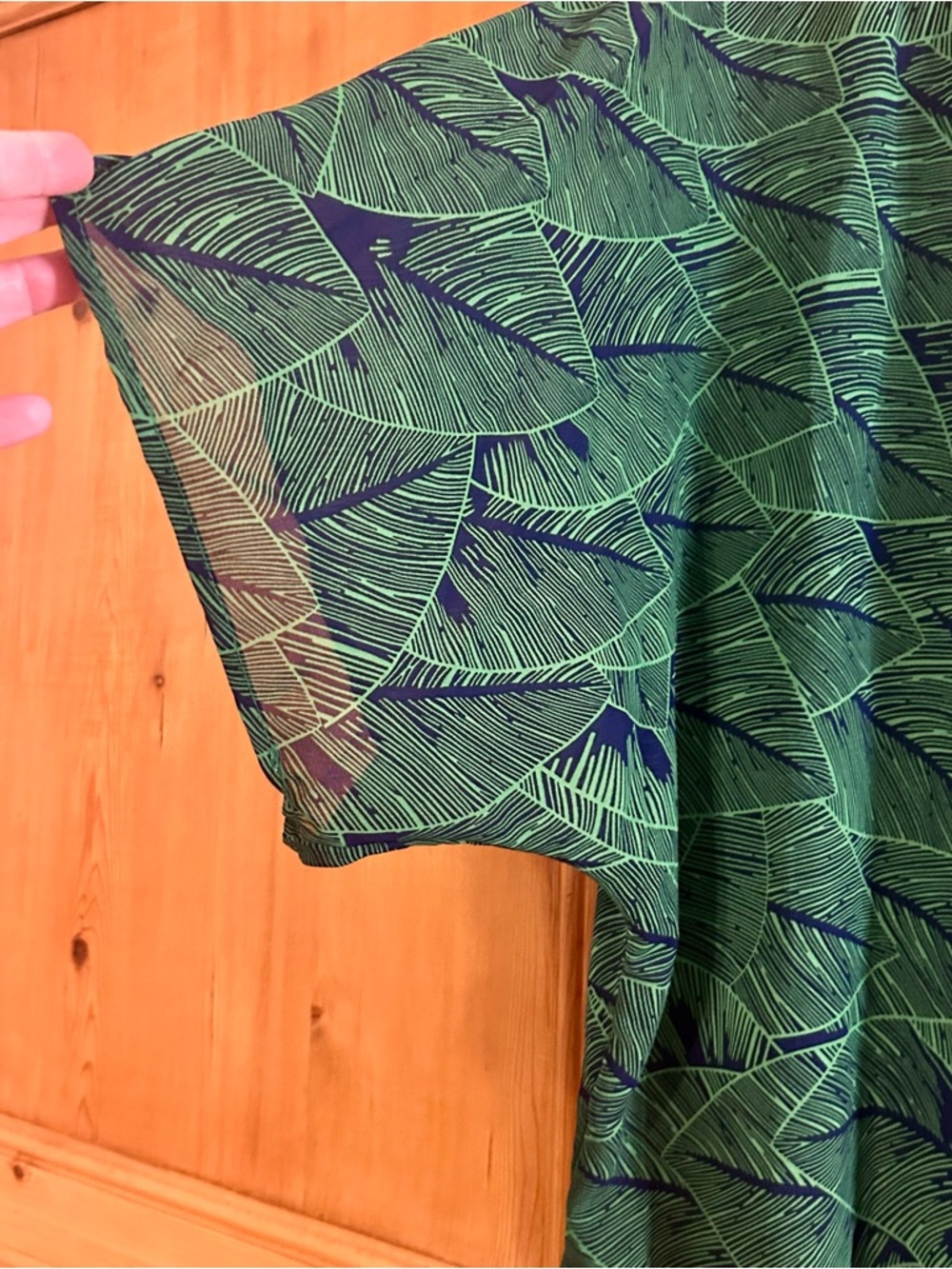 Women's Green Leaf-Print Kimono Style Swim Coverup Sz XL - NEW! - Picture 4 of 7